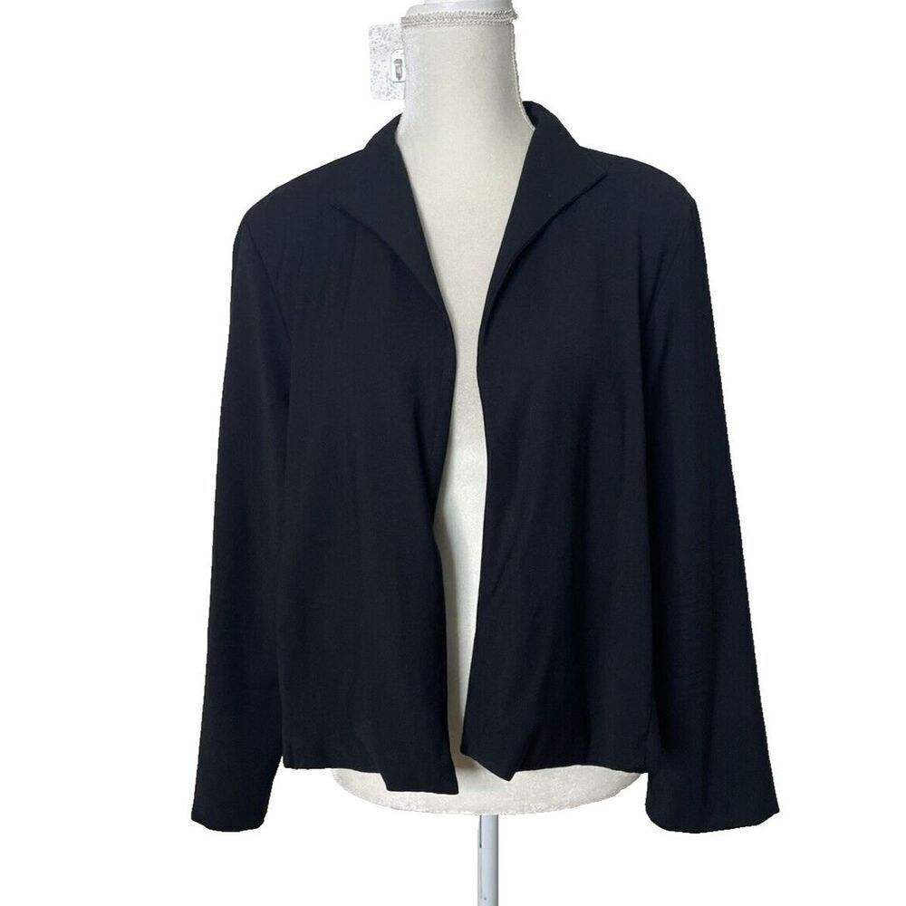 Eileen Fisher Size XL Black Jacket Open Front Blazer Short Pockets